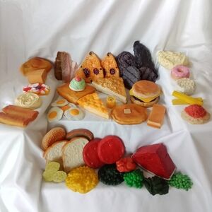 Vintage 48pc Kids Play Food Learning & Education Mini & Life Size Realistic Toys